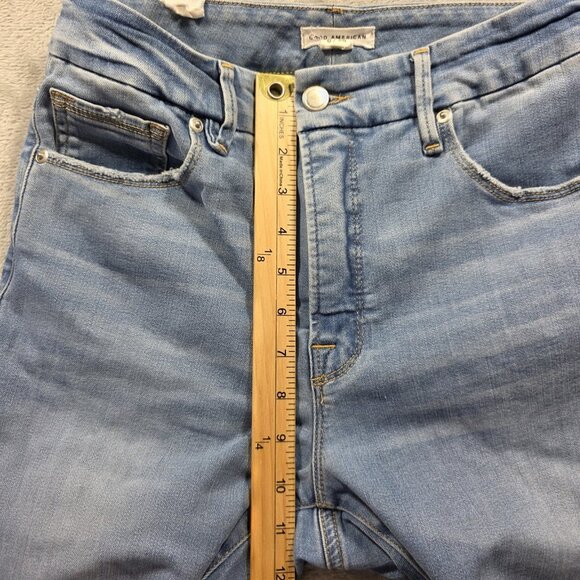 Good American Jeans Womens 6 28 Blue Distressed Raw Hem High Rise Skinny Stretch - Picture 10 of 11